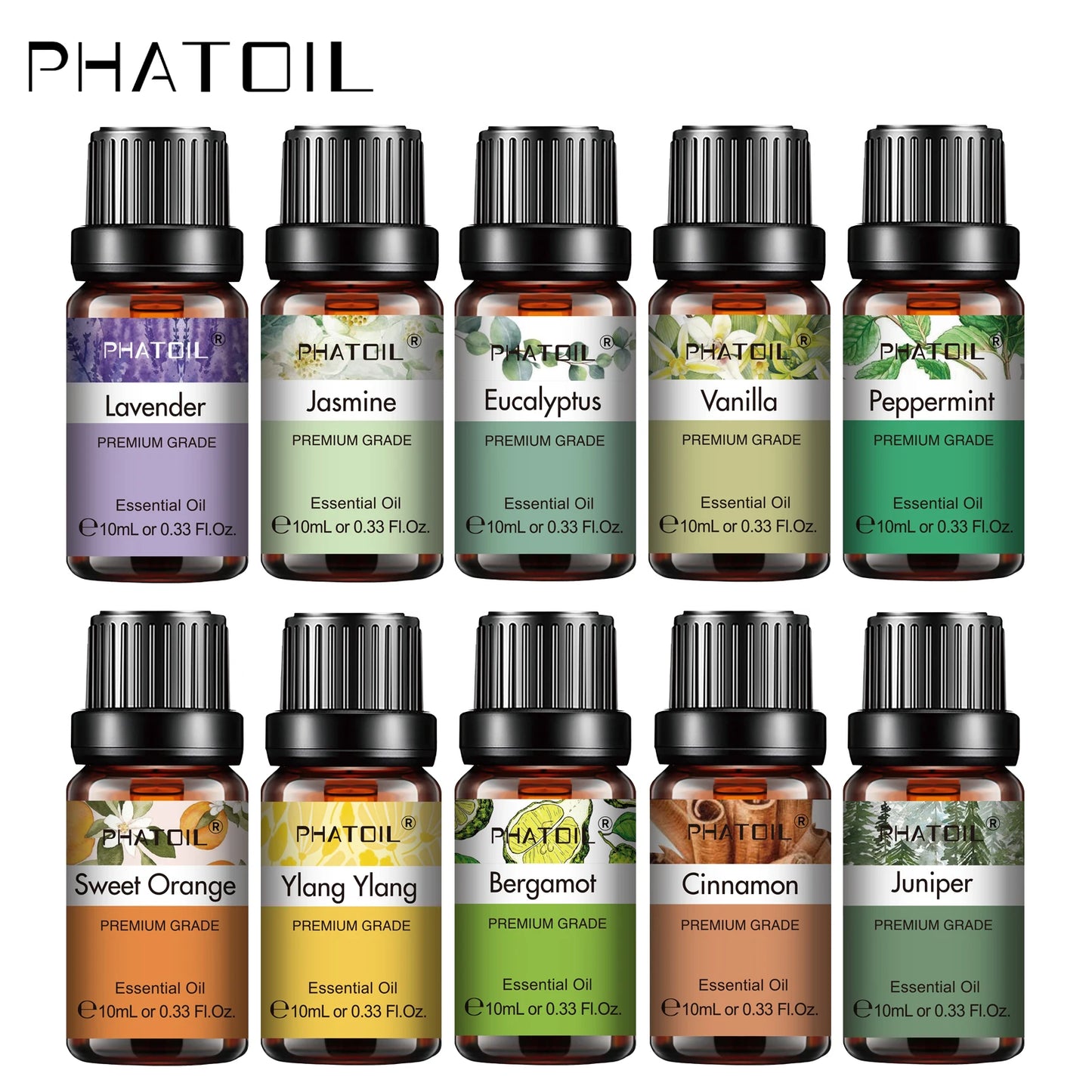 PHATOIL 10ml Pure Essential Oil – Natural Aromatherapy for Diffusers & Spa