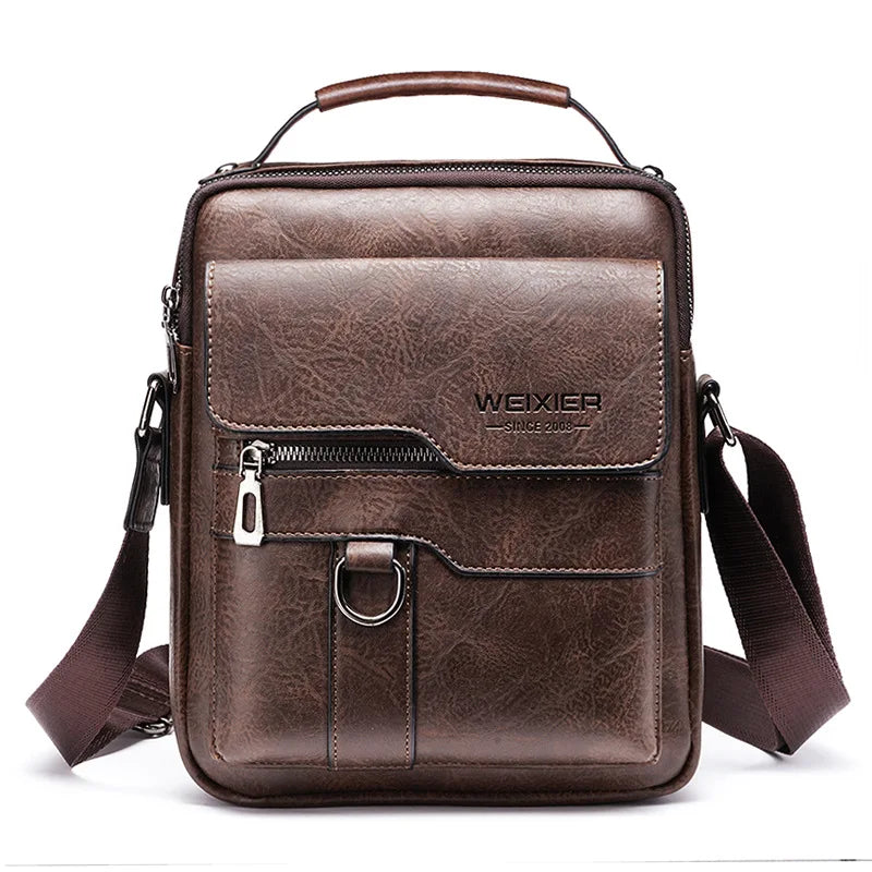 WEIXIER Men's PU Leather Business Messenger Shoulder Bag