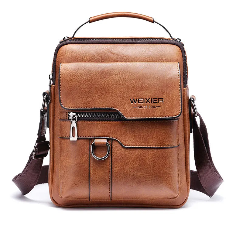 WEIXIER Men's PU Leather Business Messenger Shoulder Bag