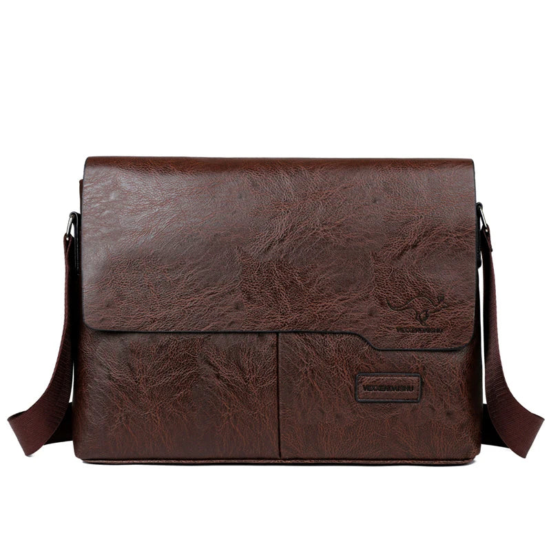 YUESKANGAROO Men’s Casual PU Leather Flap Shoulder Bag
