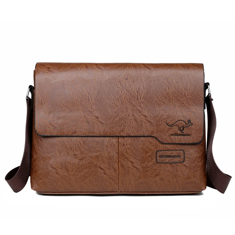 YUESKANGAROO Men’s Casual PU Leather Flap Shoulder Bag
