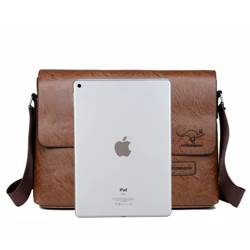 YUESKANGAROO Men’s Casual PU Leather Flap Shoulder Bag