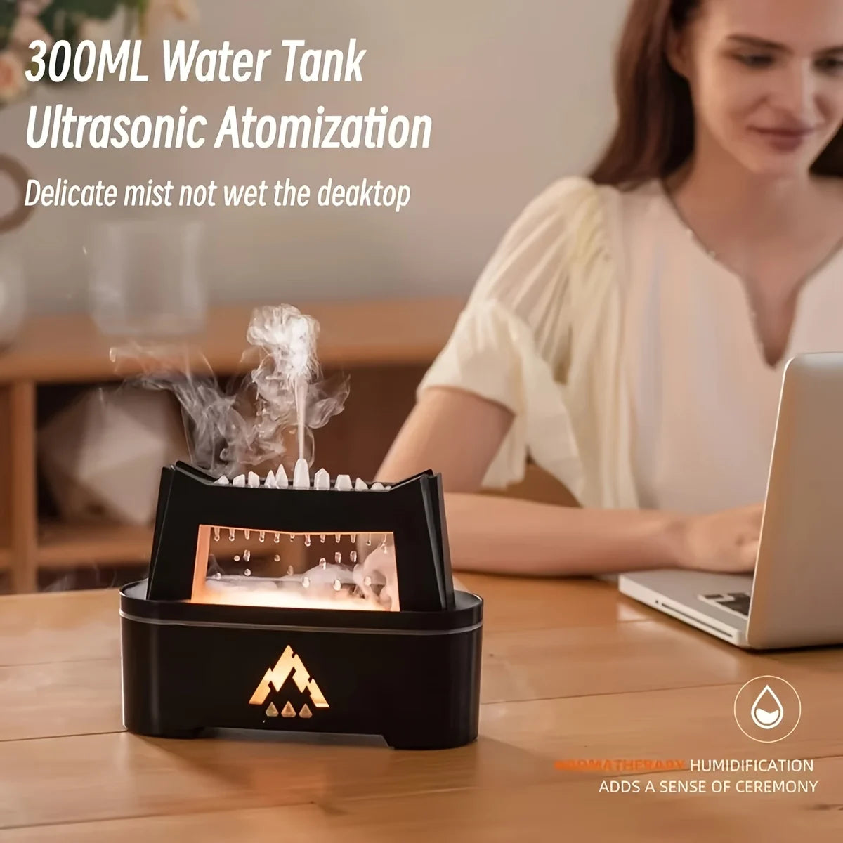 Soundwave technology Raindrop Humidifier with Aromatherapy Essential Oil Diffuser, 10.14oz