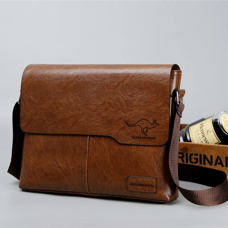 YUESKANGAROO Men’s Casual PU Leather Flap Shoulder Bag